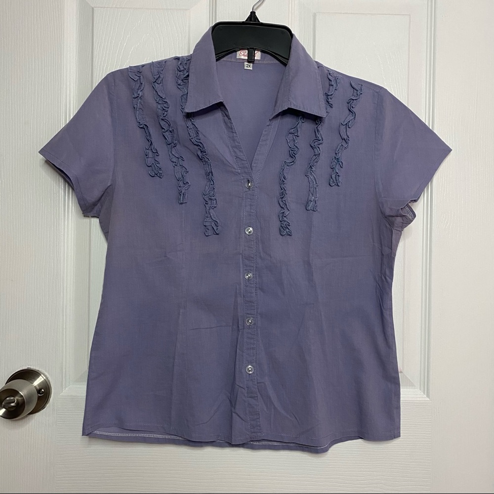 Vintage Ruffles Detail Button Down Shirt size small